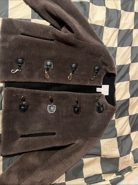 Plush Toggle Faux Fur Coat - Brown - H&M
